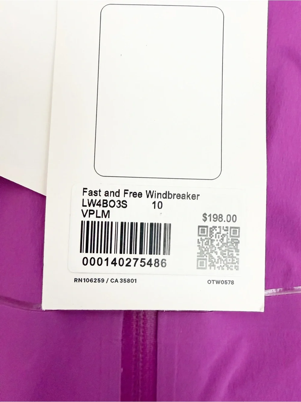 Lululemon Fast and Free Windbreaker Jacket  Vivid Plum Purple